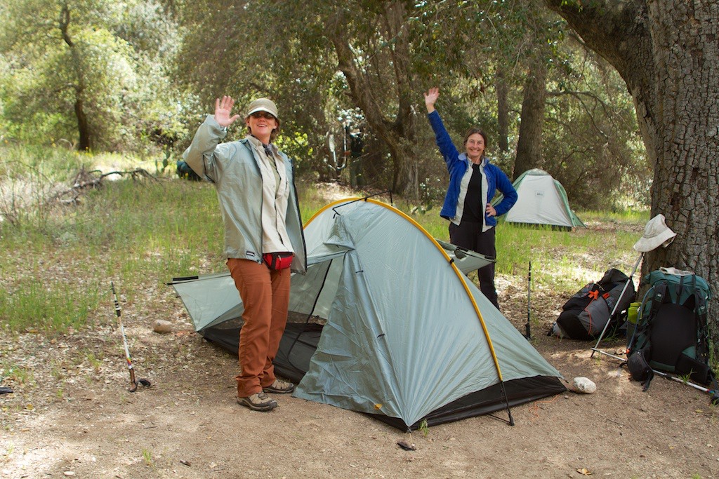 Happy Backpackers with Tent